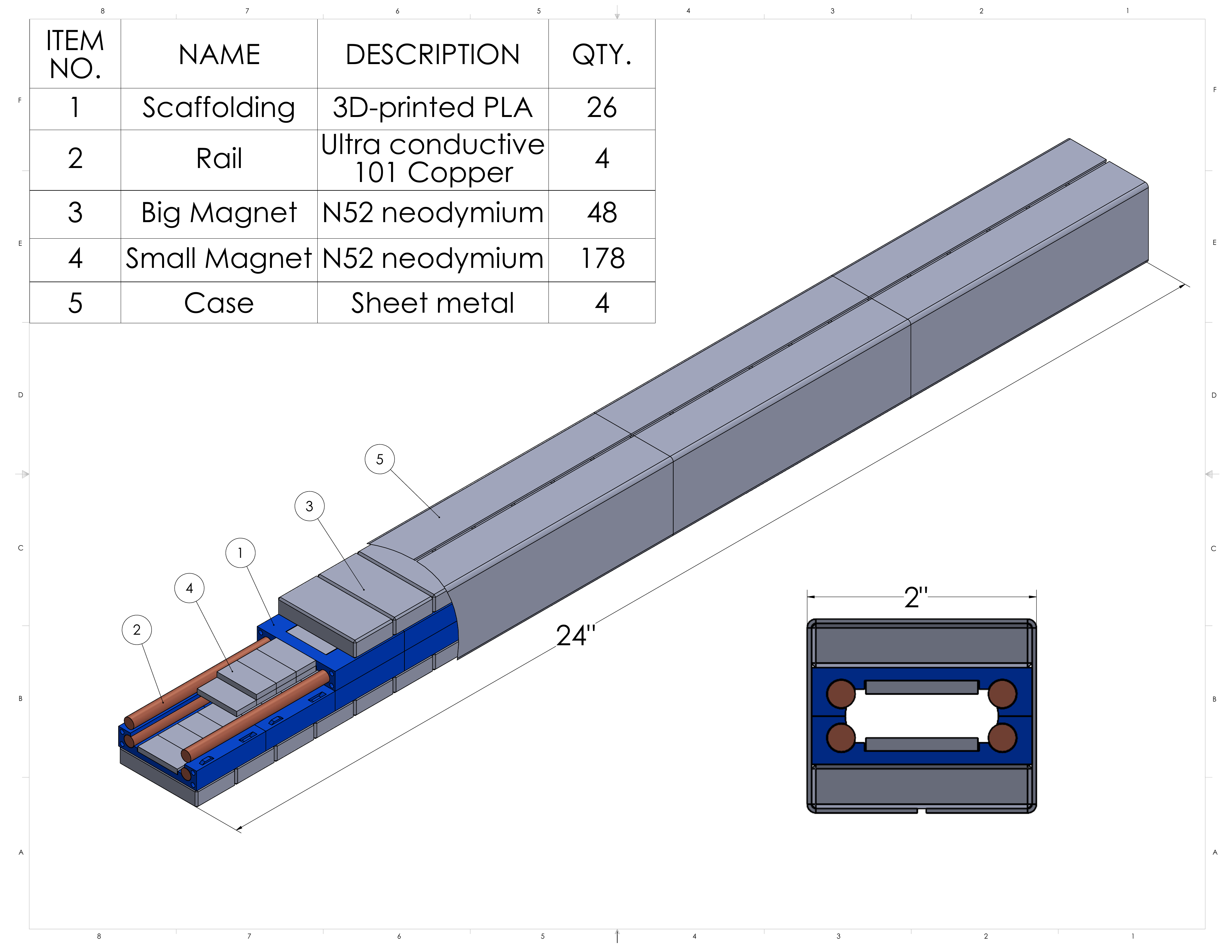 Railgun barrel assembly drawing