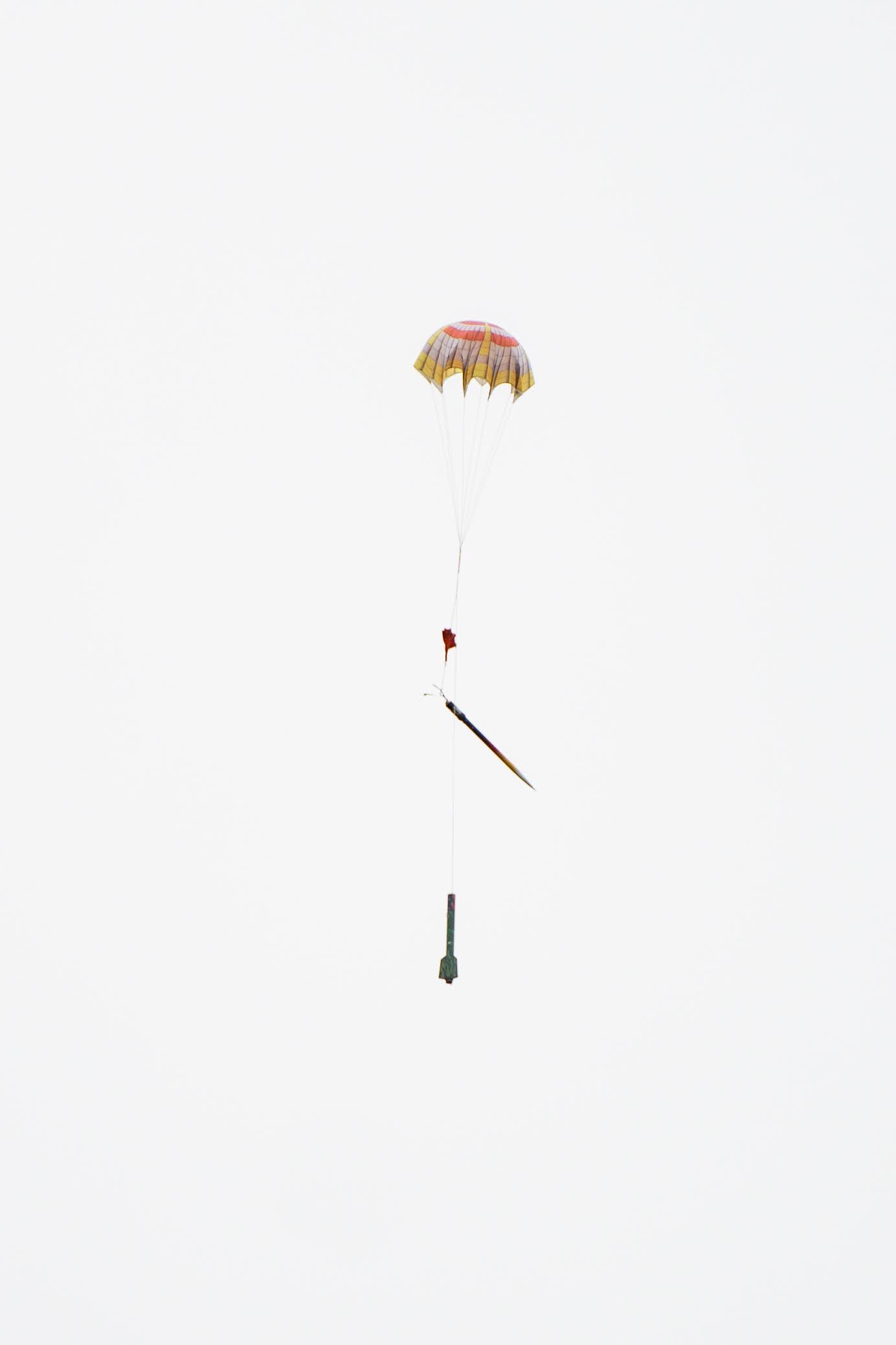 The competition rocket descending under recovery system